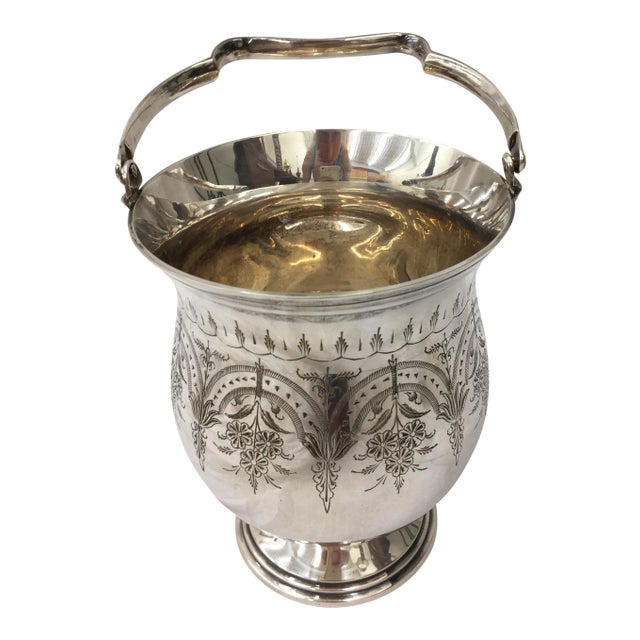 Antique Etched Silver Vase For Sale
