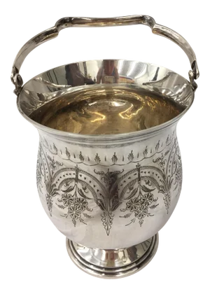 Antique Etched Silver Vase