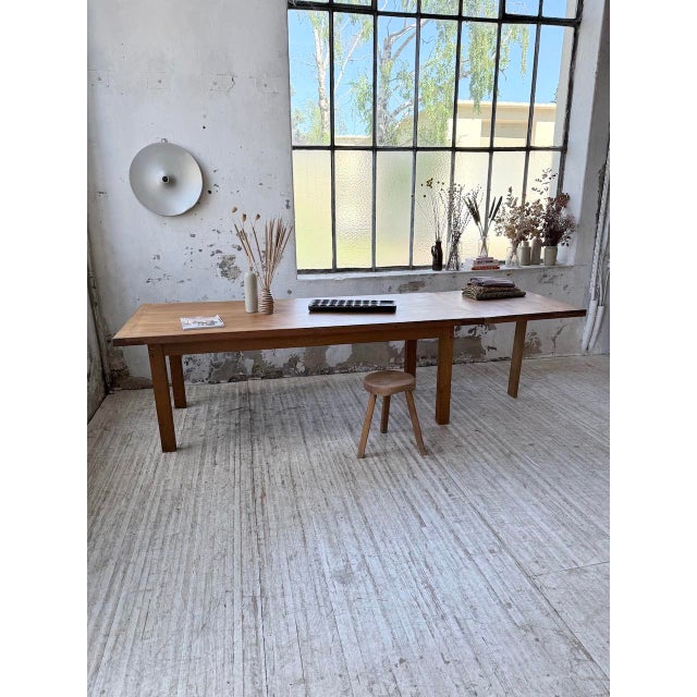 Golden Oak Farmhouse Table with Extension, 1960s For Sale - Image 15 of 18