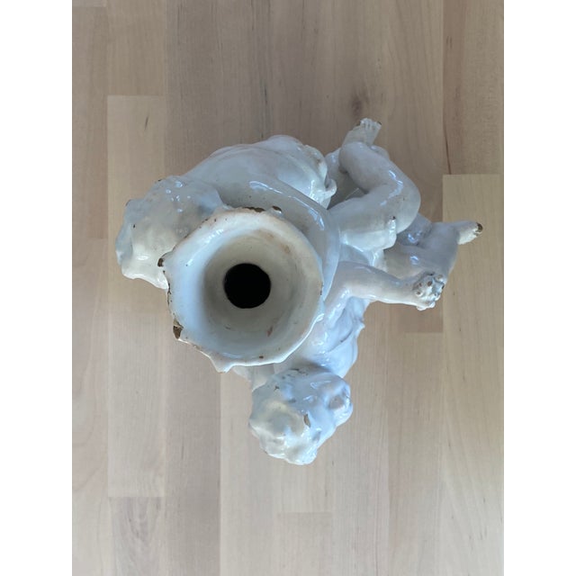 Mid 19th Century Italian Creamware Pottery Candlestick With Putti For Sale - Image 9 of 12