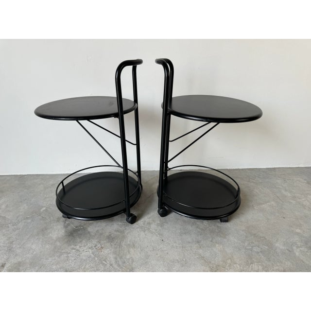 Italian Postmodern Bonaldo Casa Two - Tier Rolling Side Tables - A Pair/ Sold For Sale - Image 10 of 12