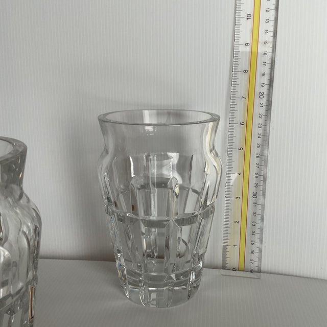 1980s Vintage Heavy Baccarat Cut Crystal Nelly Geometric Vases —A Pair For Sale - Image 5 of 7