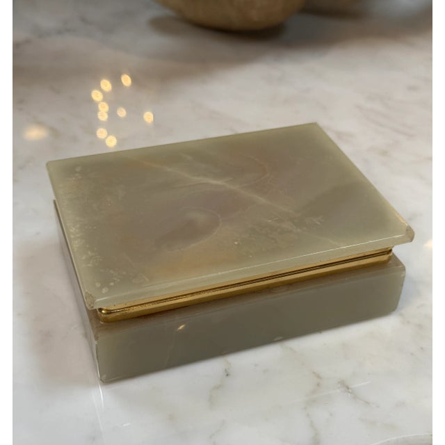 Italian Italian Onyx and Brass Jewelry Box With Velvet Lining, 1960 For Sale - Image 3 of 8