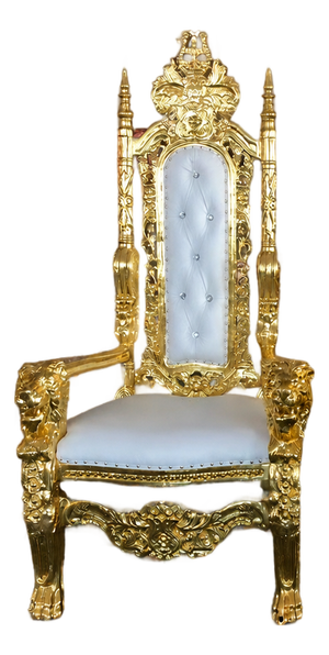 Luxurious Gold Lion Throne Chair – Regal Hand-Carved Statement Piece