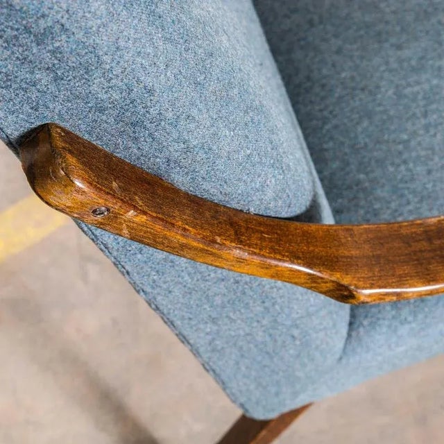 Grey Upholstered Marl Armchair by Jaroslav Šmídek, 1950s For Sale - Image 4 of 9