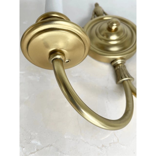 Vintage Neoclassical Style Solid Brass Wall Sconce 2 Light Arm Urn Design For Sale - Image 4 of 6