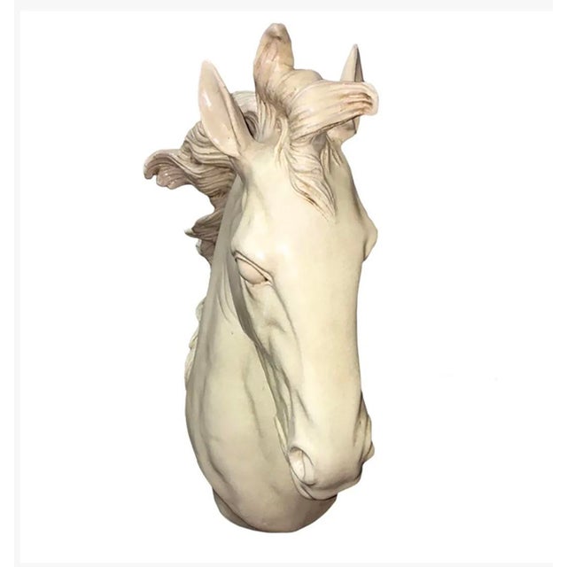 A ceramic marble finish horse head sculpture from Italy. By artisans in a century old family owned factory in Italy, as...