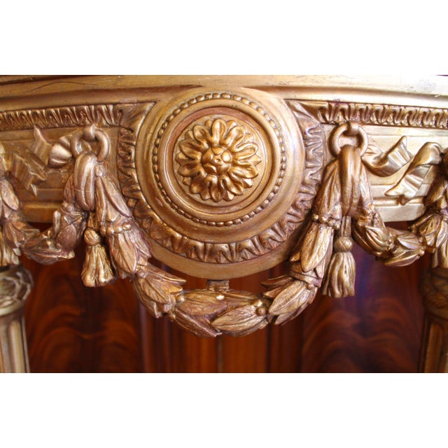 Italian Neoclassical Demilune Gilt Wood Console Table For Sale - Image 4 of 13