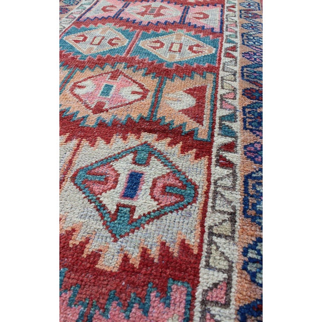 Measures: 2'8 x 12'10. Unique and Colorful Turkish Oushak Runner With Intricate Geometric Pattern. Keivan Woven Arts / Rug...