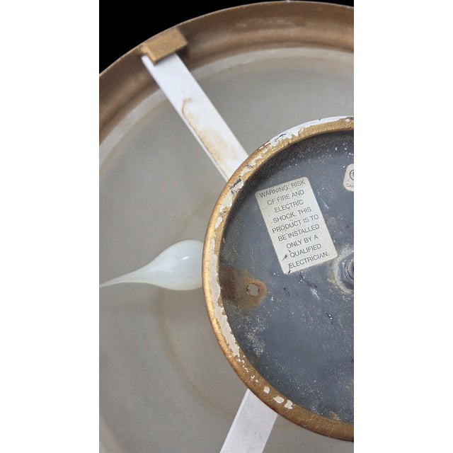 Pair of Hollywood Regency Gilt Acanthus Leaf & Frosted Glass Flush Mounts For Sale - Image 14 of 15