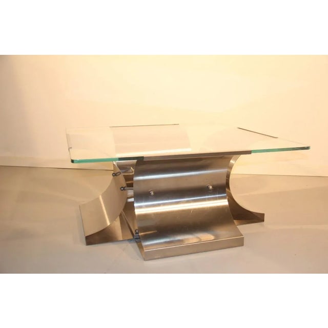 French Steel & Glass Coffee Table by Francois Monnet, 1970 For Sale - Image 3 of 11