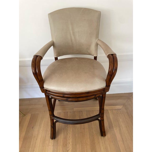 Beautiful swivel bar stool by Palecek, the Bay Area-founded trade furniture brand known for exceptional handcrafted...