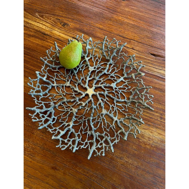 Vintage 15” Faux Coral Metal Shallow Bowl For Sale - Image 15 of 18