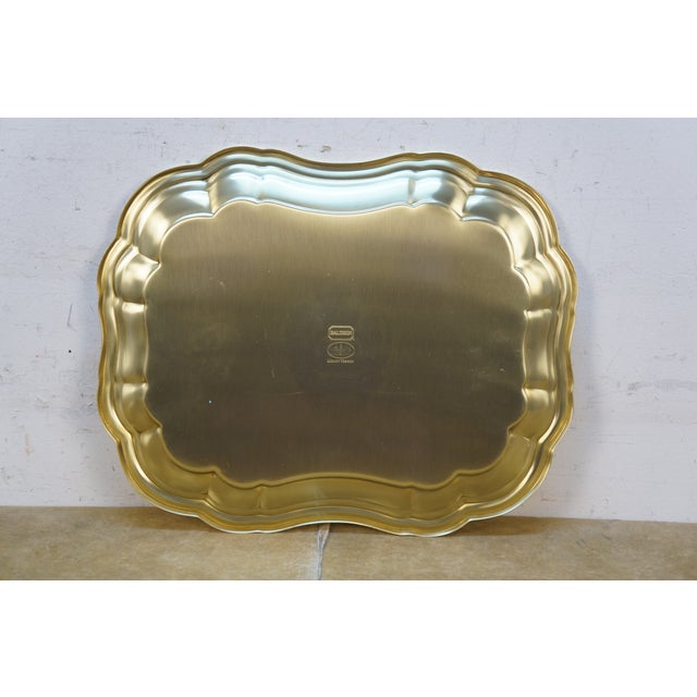 Silver Mid 20th Century Baldwin Brass Mount Vernon Scalloped Tea Coffee Bar Serving Tray Platter 13" For Sale - Image 8 of 10