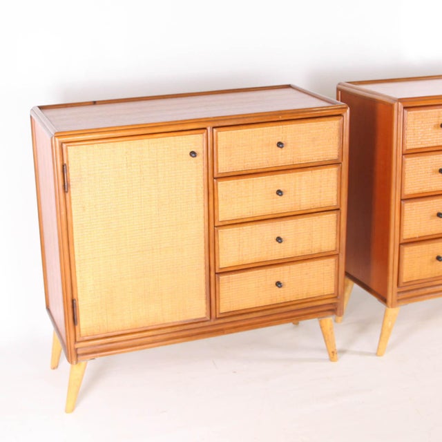 Textile Raffia and Wood Chests of Drawers, 1970s, Set of 2 For Sale - Image 7 of 18