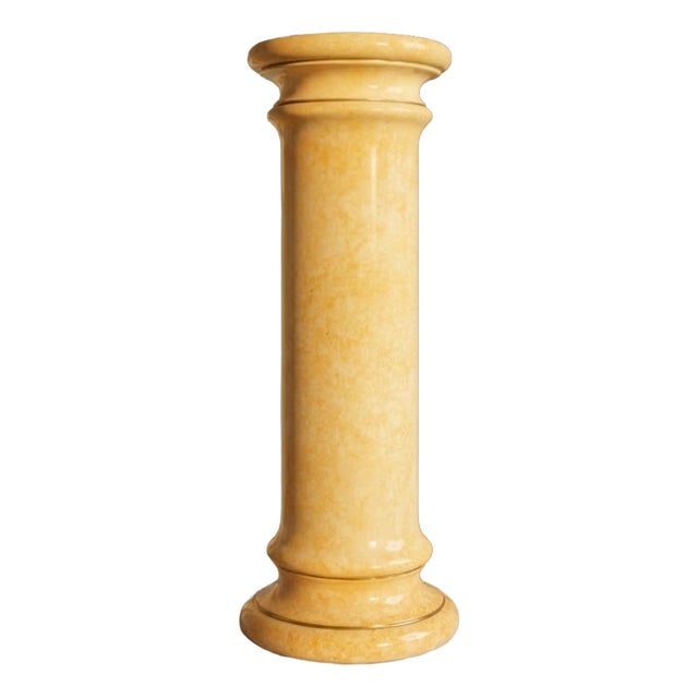 Vintage 20th Century Glazed Ceramic Pedestal Column in Marbled Onyx & Marble Effect Display Stand For Sale