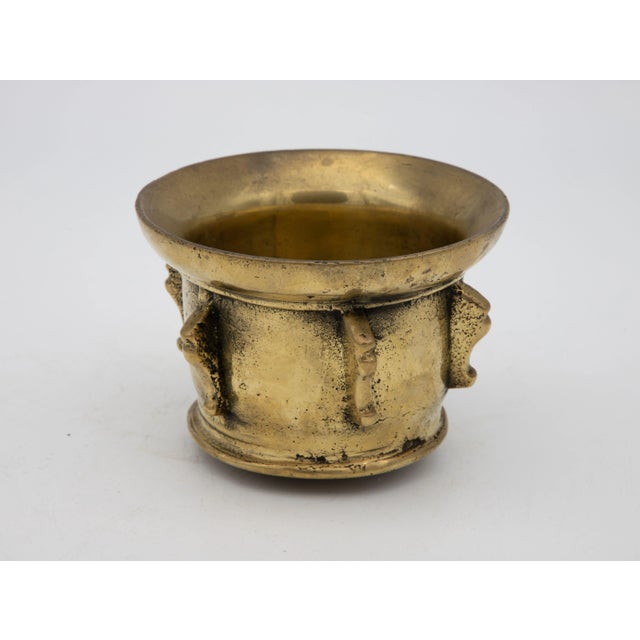 1900 - 1909 Antique Vintage Brass Mortar and Pestle For Sale - Image 5 of 6
