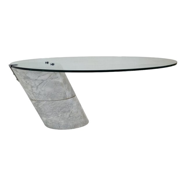 K1000 Glass and Carrara Marble Coffee Table by Eric Schmitt for Ronald Schmitt, 1975 For Sale