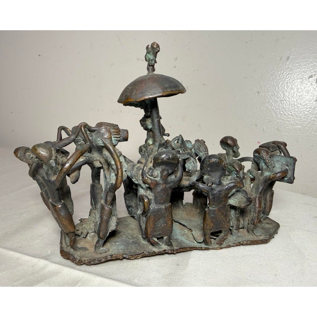 Antique 19th Century Ashanti King From Ghana Detailed Figural Bronze Statue For Sale - Image 16 of 16