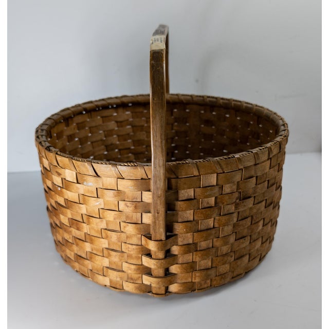 Early 20th Century 19th or 20th Century Ash Splint Shaker Handled Basket For Sale - Image 5 of 12