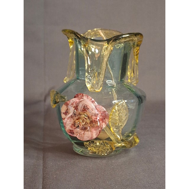 Stevens & Williams Rare Stevens & Williams Manganese Uranium Glass Bud Vase Applied Rose and Rigaree Feet C 1880 For Sale - Image 4 of 18