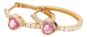 0.49 cts Natural pink sapphire & 0.18 cts diamond earrings in 14k gold