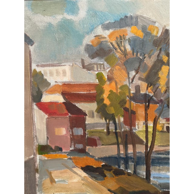B. Lundqvist, Riverside Village, 1960s, Oil on Canvas, Framed For Sale - Image 18 of 18