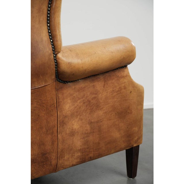 Wing Chair in Light Cowhide Leather For Sale - Image 13 of 14