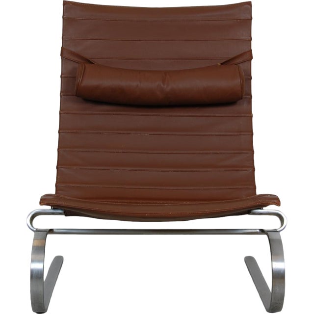 PK-20 Chair in Brown Leather by Poul Kjærholm, 1990s For Sale