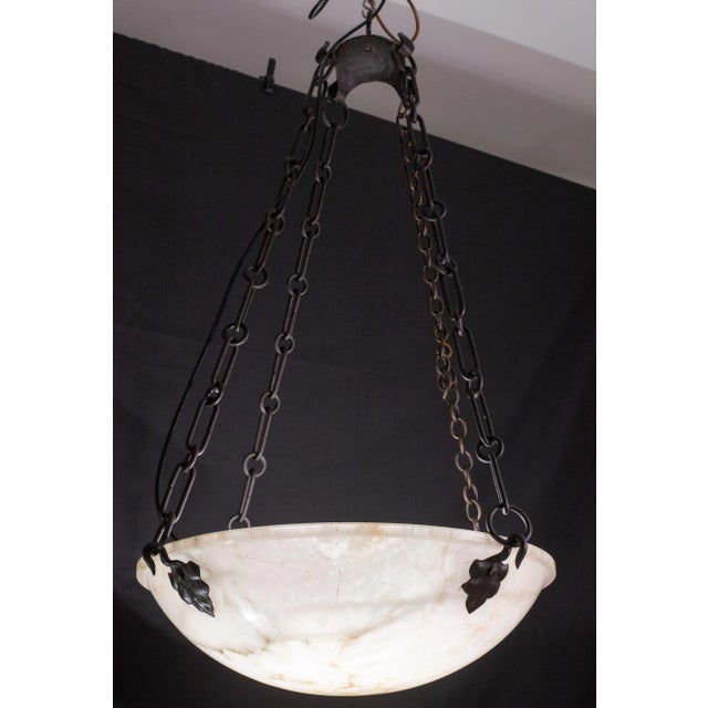 Extra Large White Alabaster Pendant, 1940s For Sale - Image 9 of 11