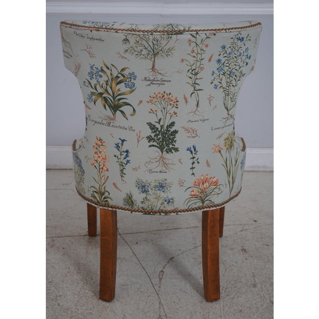 Pair Side Chairs W. Plant Print Fabric W. Tack Head Trim For Sale - Image 4 of 12