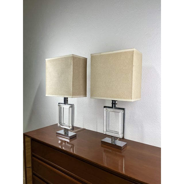 Vintage Table Lamps in Acrylic Glass and Chromed Metal from Banci Firenze, 1970s, Set of 2 For Sale - Image 3 of 9