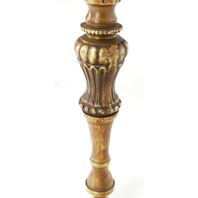 Pink Exception Clover Shape Pink Marble Top Fluted Brass Legs Tall Pedestal Stand For Sale - Image 8 of 15