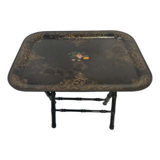 Large Napoleon III Tray in Painted Sheet Metal, 19th Century For Sale