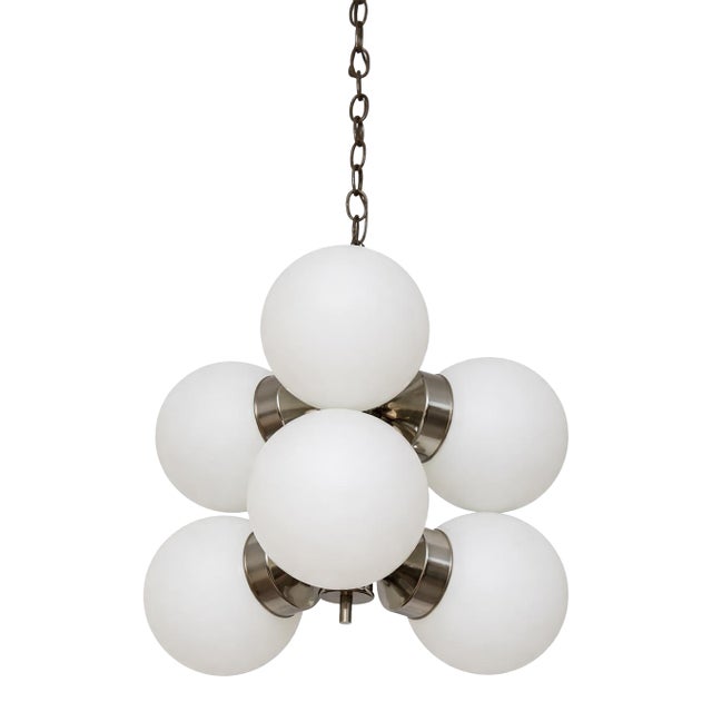 Italian Vintage Chrome Pendant Chandelier For Sale