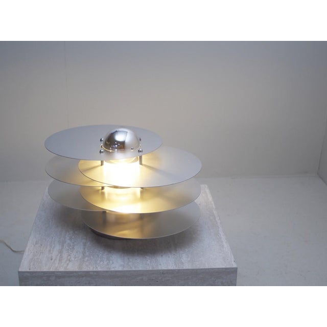 Metal Space Age Italian Layered Table Lamp, Italy, 1960s For Sale - Image 7 of 17
