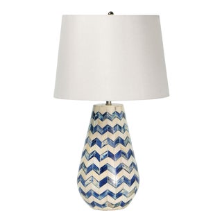 Regina Andrew Cassia Chevron Table Lamp in Blue For Sale