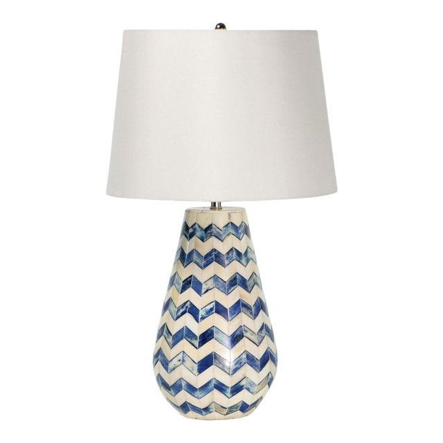 Regina Andrew Cassia Chevron Table Lamp in Blue For Sale