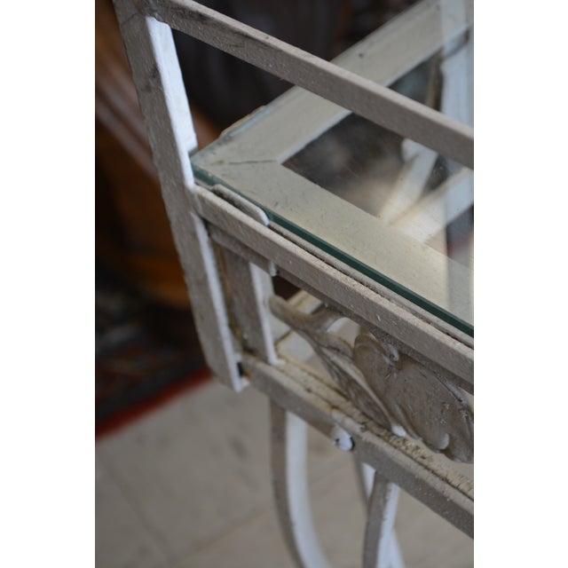 Vintage White Ornate Iron & Metal Table W/ Shelves - Bakers Rack or Patio Plant Stand For Sale - Image 12 of 18