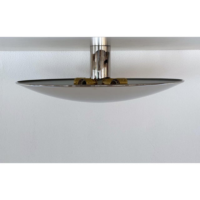 Metal Large Flush Mount Light in Polished Nickel by Florian Schulz, 1970s For Sale - Image 7 of 8