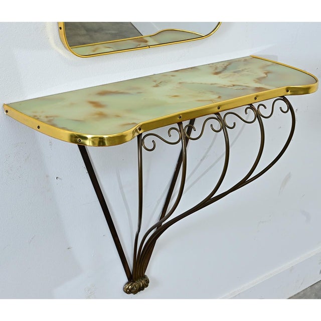 French Mid Century Mirror and Console Set For Sale - Image 14 of 17