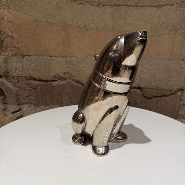 Metal Mid Century Modern Polar Bear Cocktail Shaker Art Deco Style For Sale - Image 7 of 13