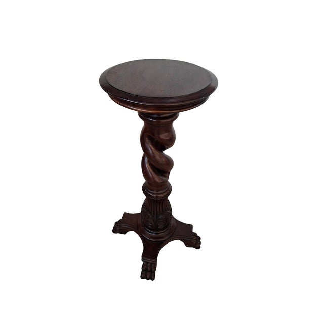 Wood Mahogany Column Plant or Bust Stand, 1960s For Sale - Image 7 of 10