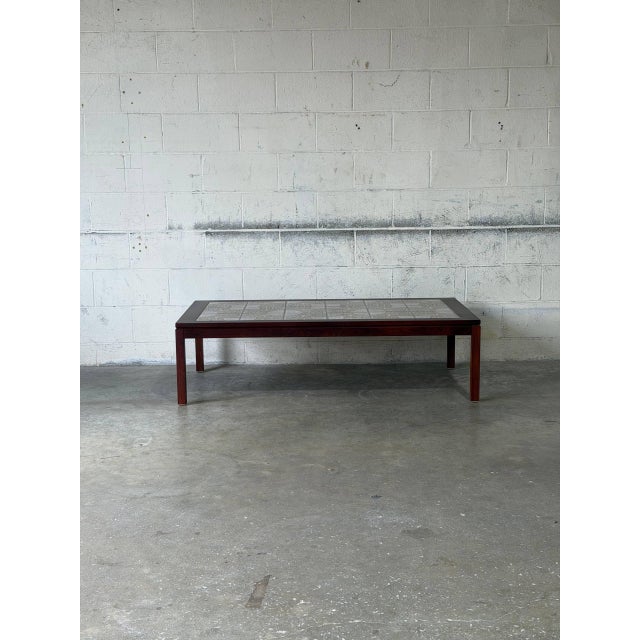 Rosewood Rectangular Coffee Table With Ceramic Tile Top Vintage Mid-Century Modern 1960s For Sale - Image 9 of 10