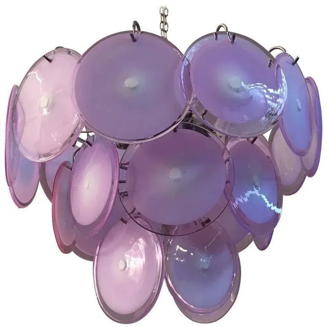 Pink Murano Glass Disc Chandeliers, Italy, 1970s, Set of 2 For Sale - Image 13 of 15