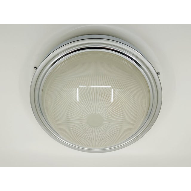 1960s Italian Chrome Plated & Grey Metal, Molded Glass Ceiling Lamp, 1960s by Sergio Mazza for Artemide For Sale - Image 5 of 11
