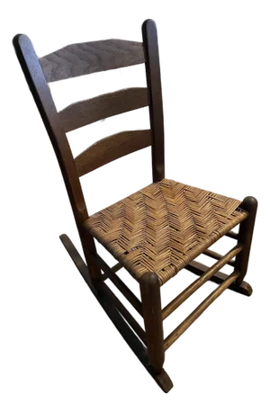 Small Antique Child's Cane and Oak Rocking Chair