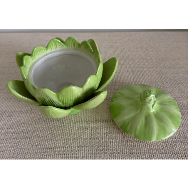 Majolica Vintage Italian Artichoke Lidded Bowl For Sale - Image 4 of 12