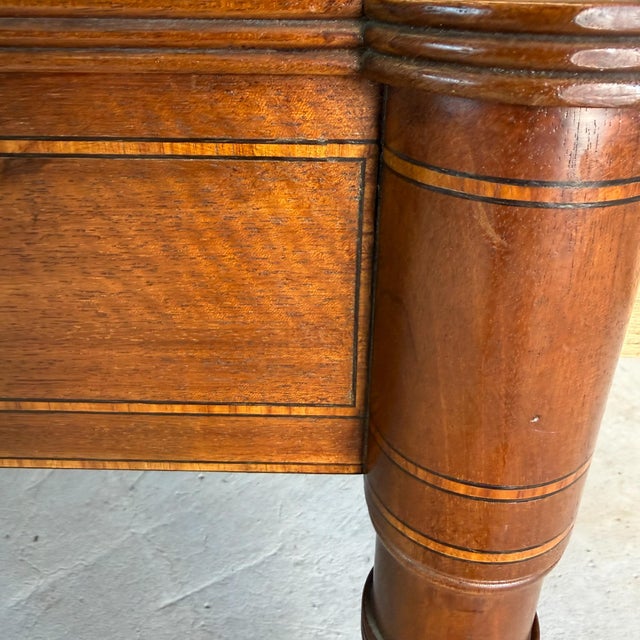 Wood Vintage Baker Furniture Mahogany Tooled Leather Partners Desk English Regency For Sale - Image 7 of 18