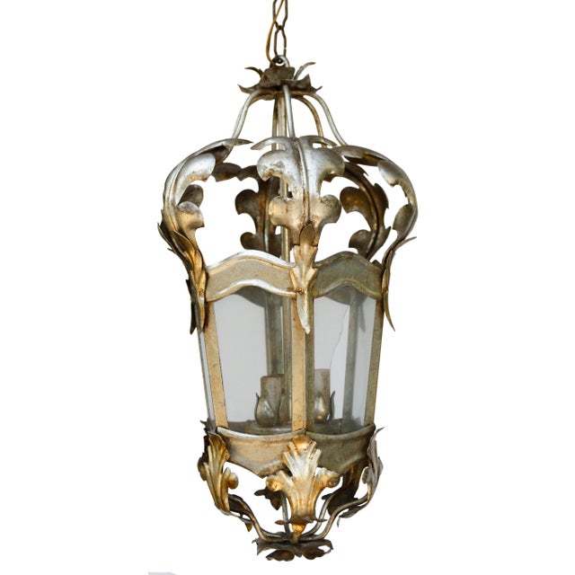 Metal Antique Italian Tole Hanging Lantern For Sale - Image 7 of 8